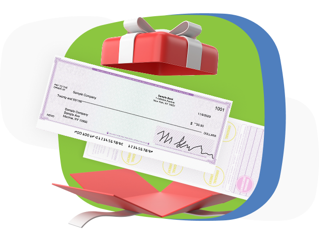 Gift box with business checks